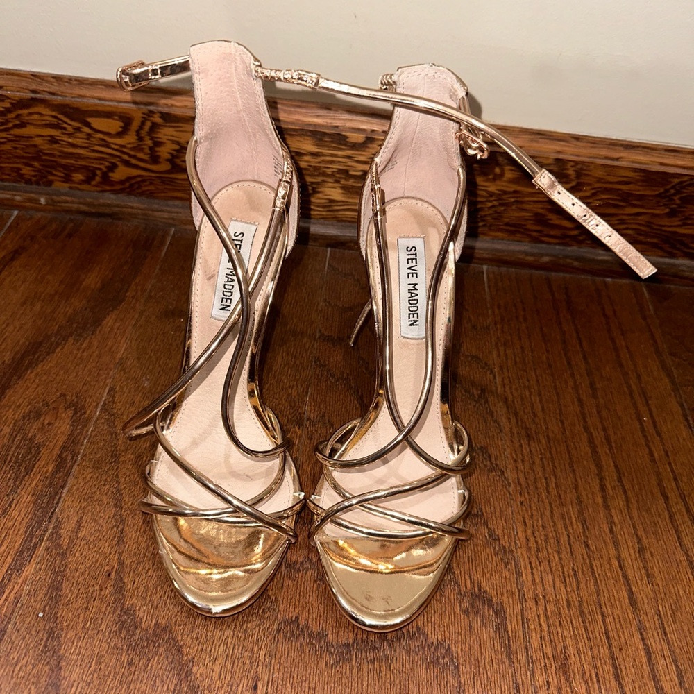 Steve Madden gold strappy heels